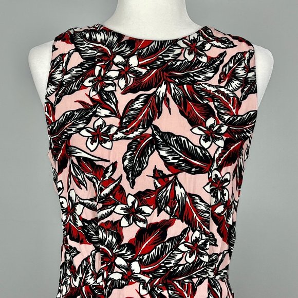 Zara Woman Sleeveless Short Romper Pink Floral 1 Piece Pockets size Medium - Picture 2 of 12